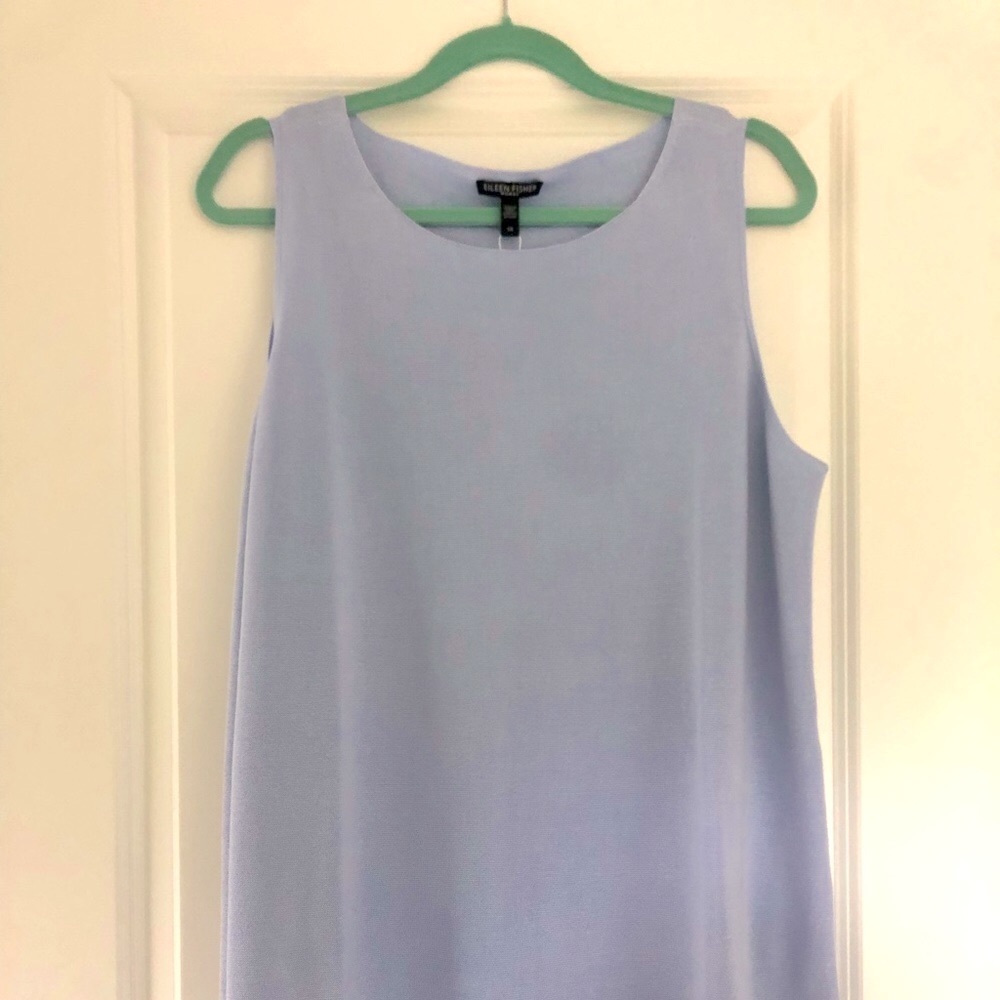 EILEEN FISHER (Delphinium) Bateau-neck Long Knit Shell Top